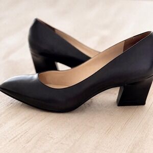 Cole Haan Nike Air Pumps Vintage Dark Brown Leather Stacked Block Heel - Size 7B